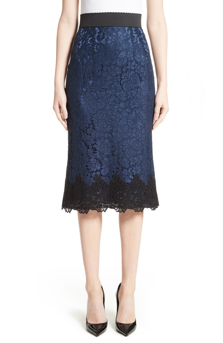 Dolce&Gabbana Lace Pencil Skirt, Main, color,