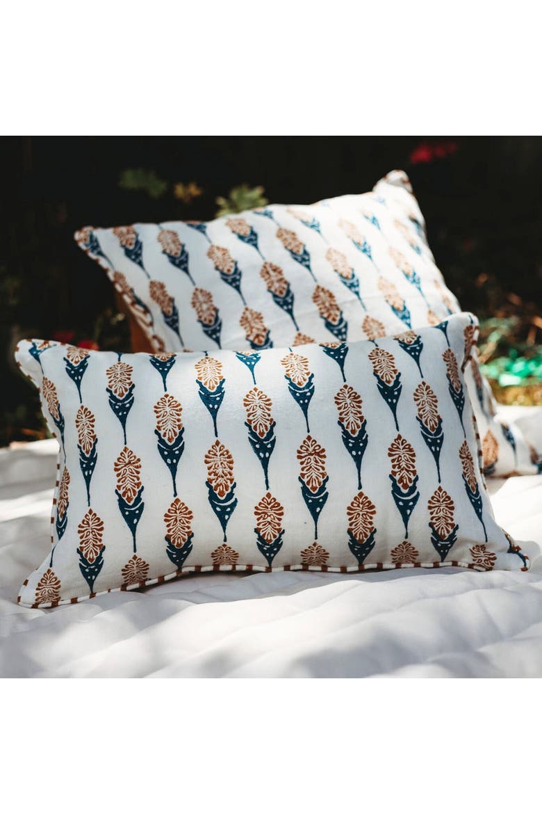 Bahaar Lumbar Throw Pillow Cover, Alternate, color, Ginger & Blue