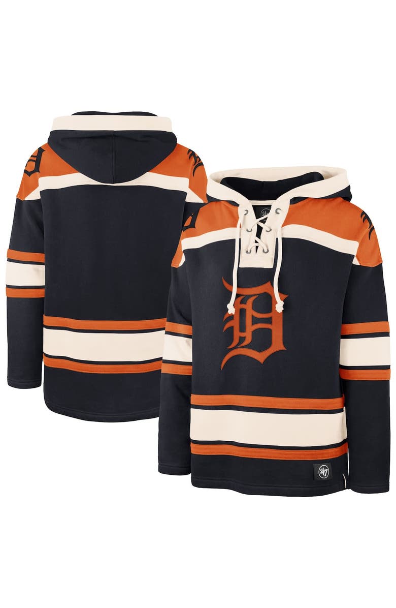 '47 Men's '47 Navy Detroit Tigers Superior Lacer Pullover Hoodie, Alternate, color, Navy