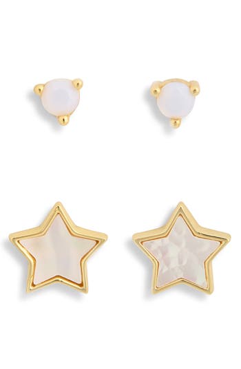 ARGENTO VIVO ARGENTO VIVO SET OF 2 MOTHER-OF-PEARL & SYNTHETIC OPAL BALL STUD EARRINGS