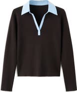 MANGO Mixed Media Collar Sweater