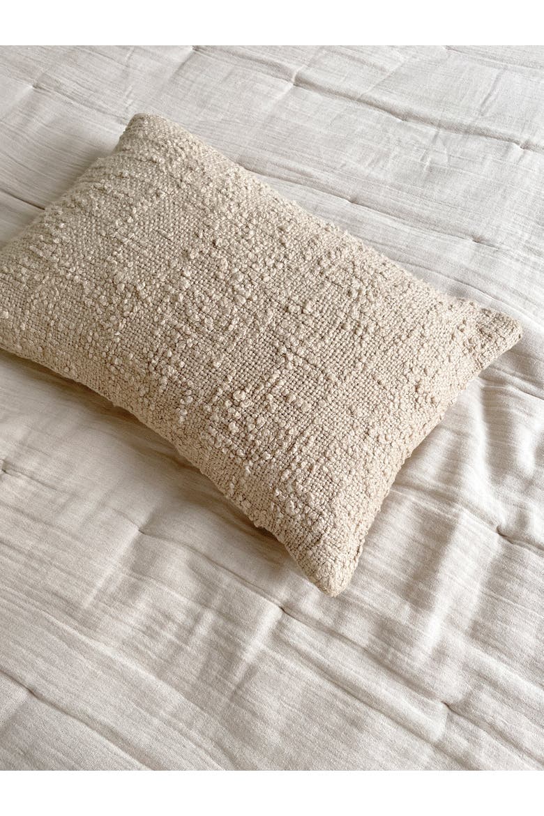 Cozy Cotton Boucle Lumbar Pillow with Down Alternative Insert, Alternate, color, Beige