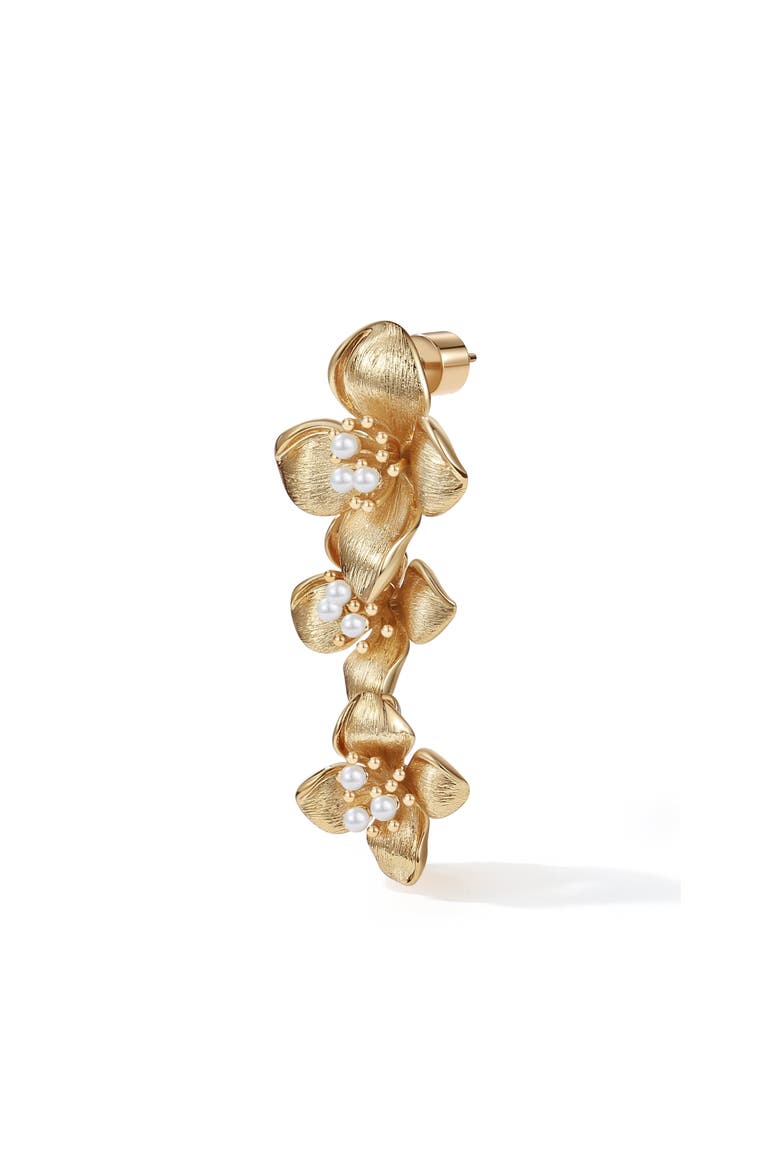 Iris Blossom Earrings, Alternate, color, Gold & White