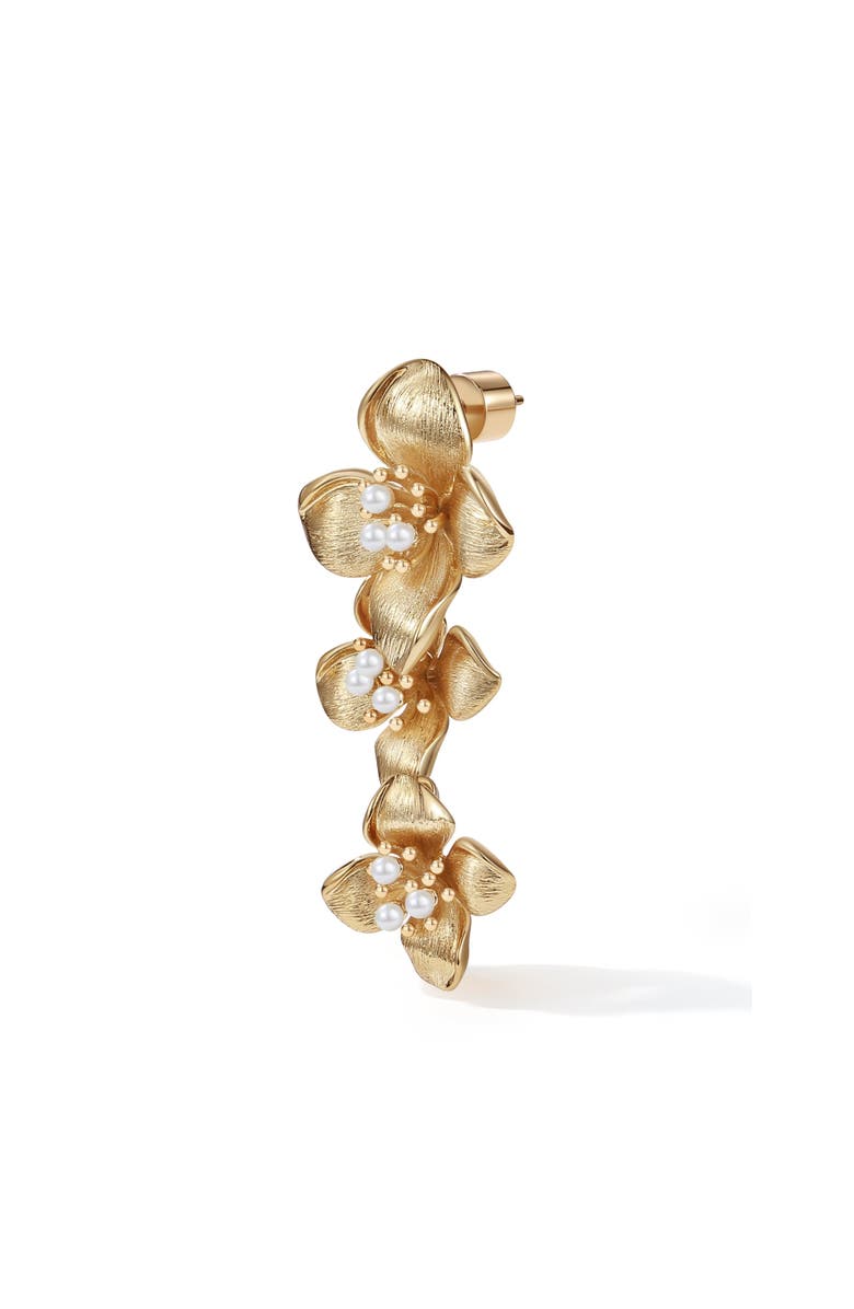 RC RETRO CHIC Iris Blossom Earrings, Alternate, color, Gold & White