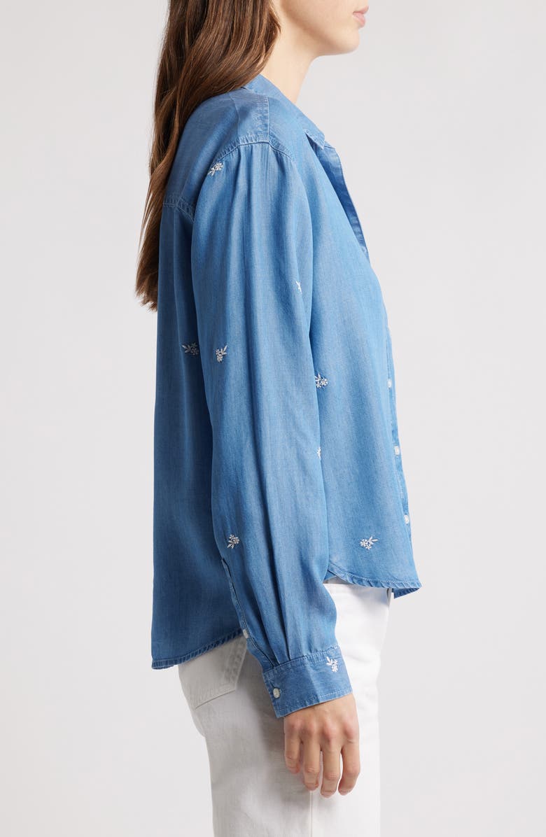 beachlunchlounge Cammie Embroidered Denim Shirt, Alternate, color, 