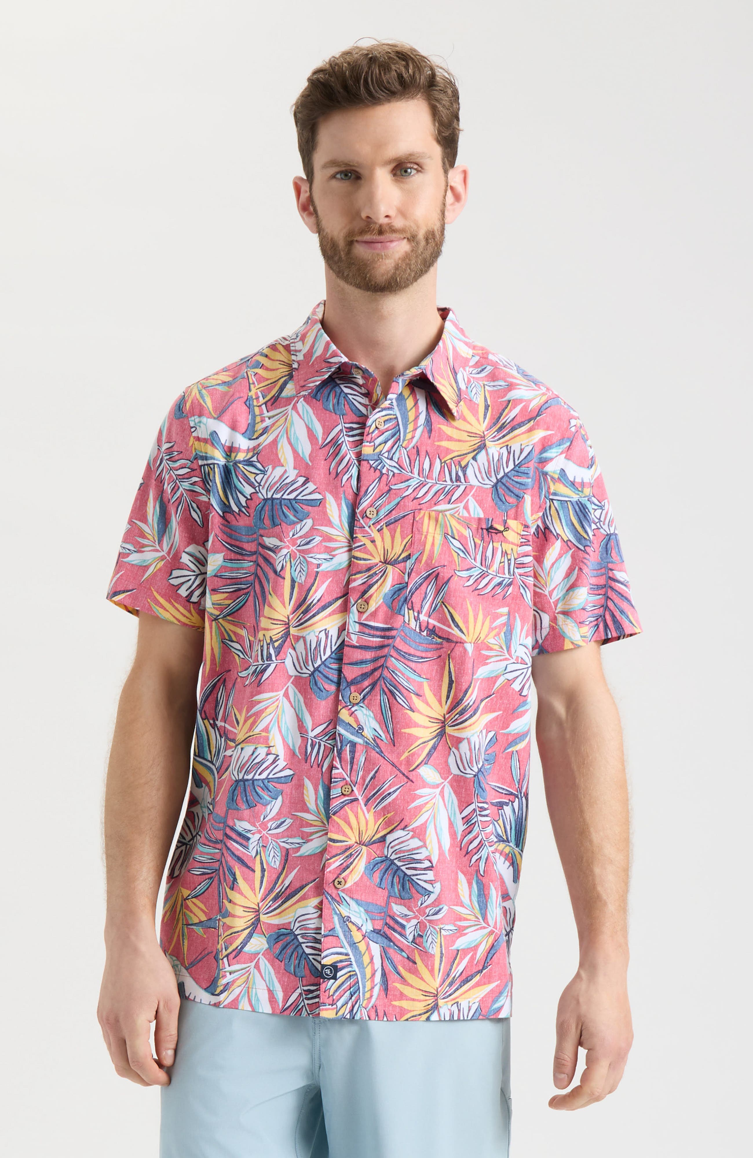 Salt Life Canopy Short Sleeve Button Down in Burnt Coral 
