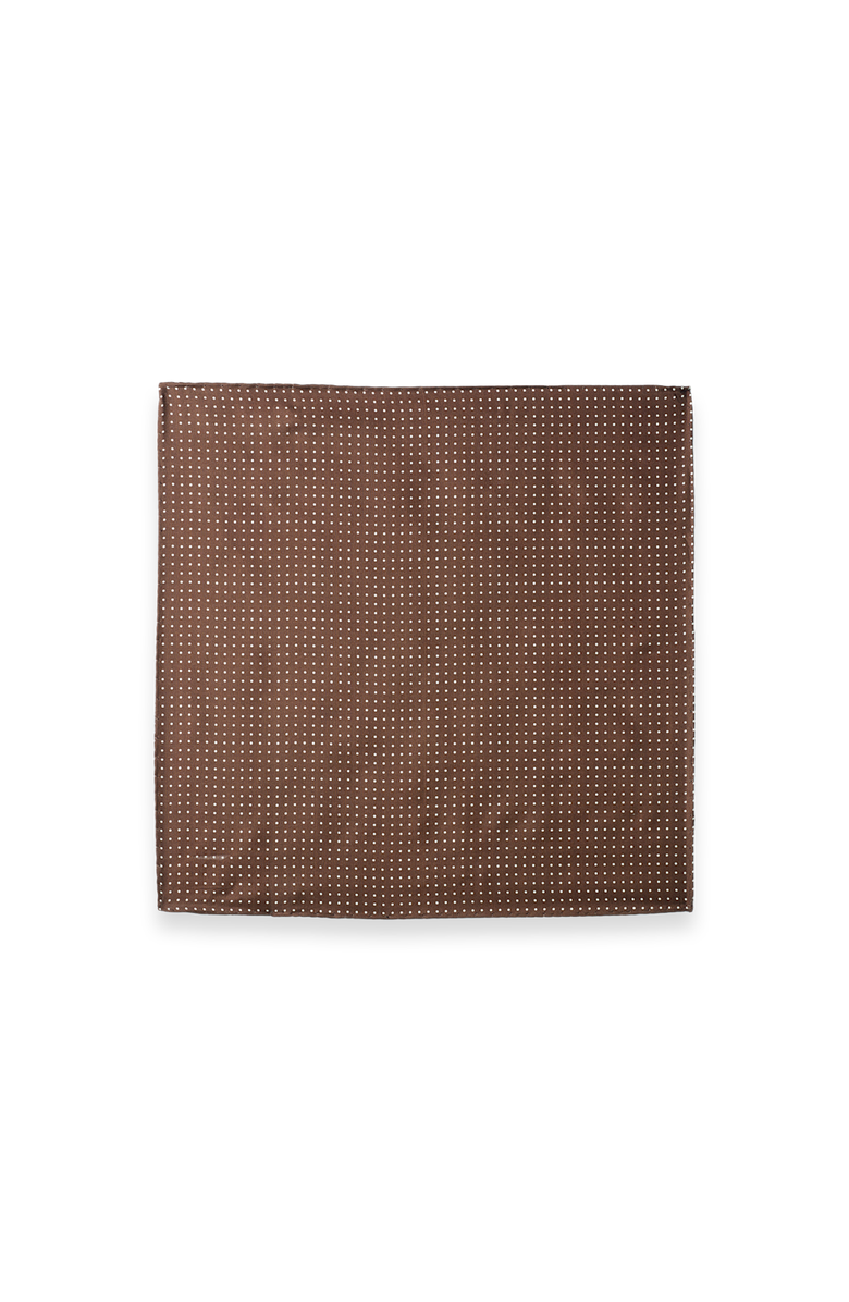 Paul Fredrick Dot Silk Pocket Square, Alternate, color, Brown