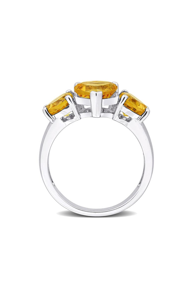 DELMAR Sterling Silver Heart-Shape Citrine 3-Stone Ring, Alternate, color, Yellow