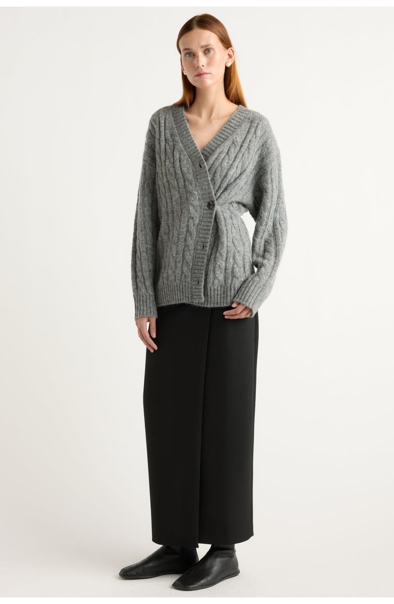 Modern Citizen Hikari Asymmetric Cable Knit Cardigan, Alternate, color, Heather Charcoal