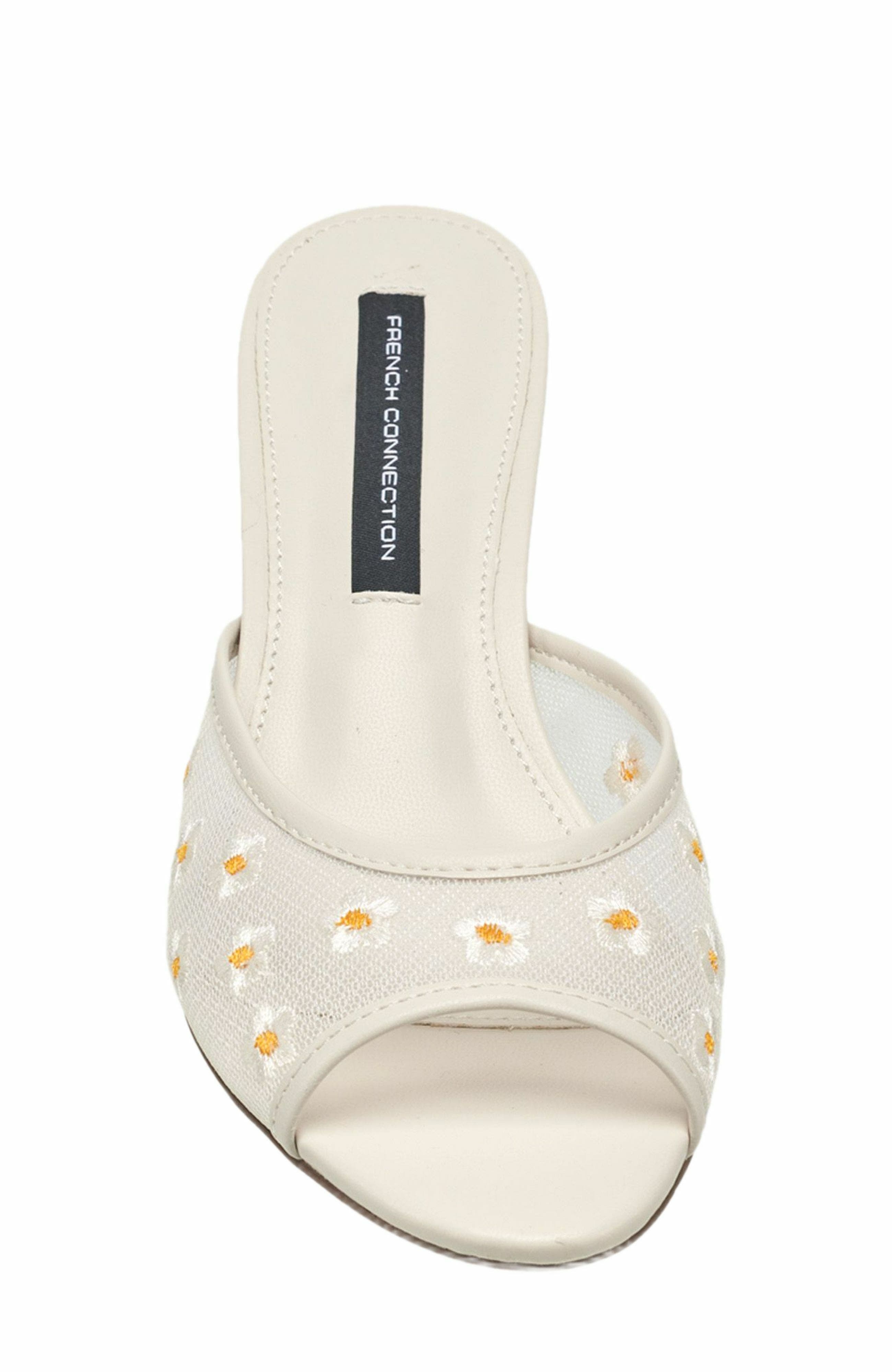 French Connection Nancy Mesh Embroidered Kitten Heel, Alternate, color, White