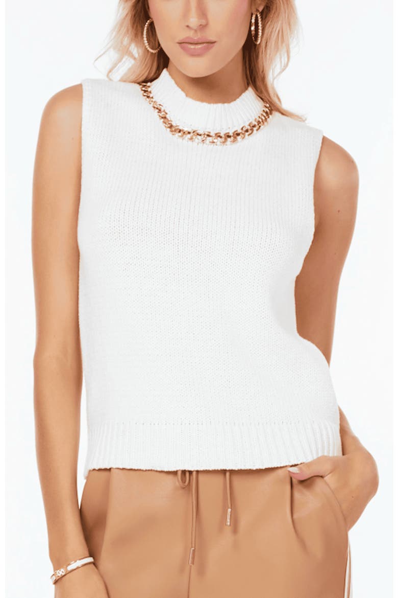 Savoy Chain Detail Sweater Tank, Main, color, White