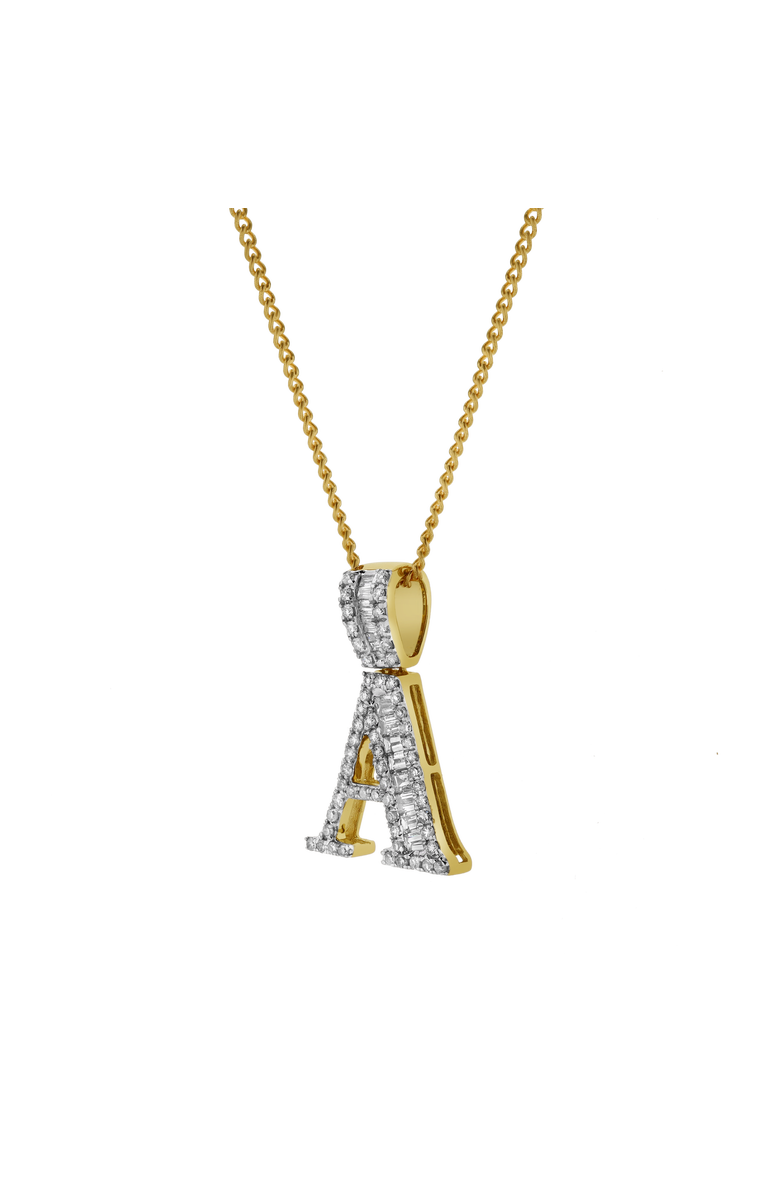 LuvMyJewelry A Initial Diamond Pendant 10K Yellow Gold - 0.6 Carats, Alternate, color, 