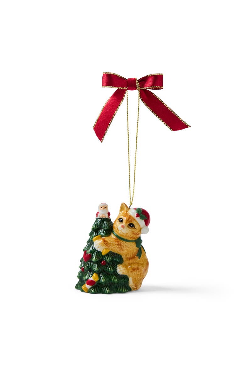 Christmas Tree Cat Grabbing The Tree Ornament, Main, color, Multi