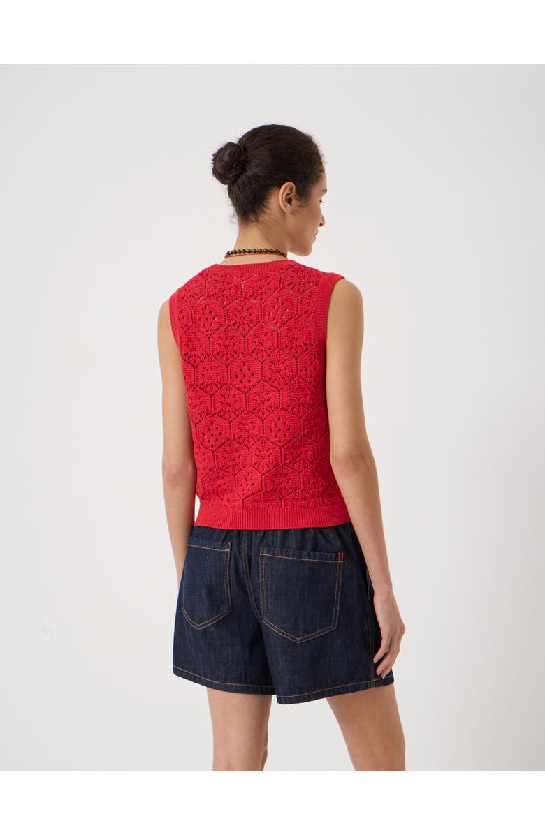 Hush Crochet Cotton Sleeveless Vest, Alternate, color, Watermelon Red