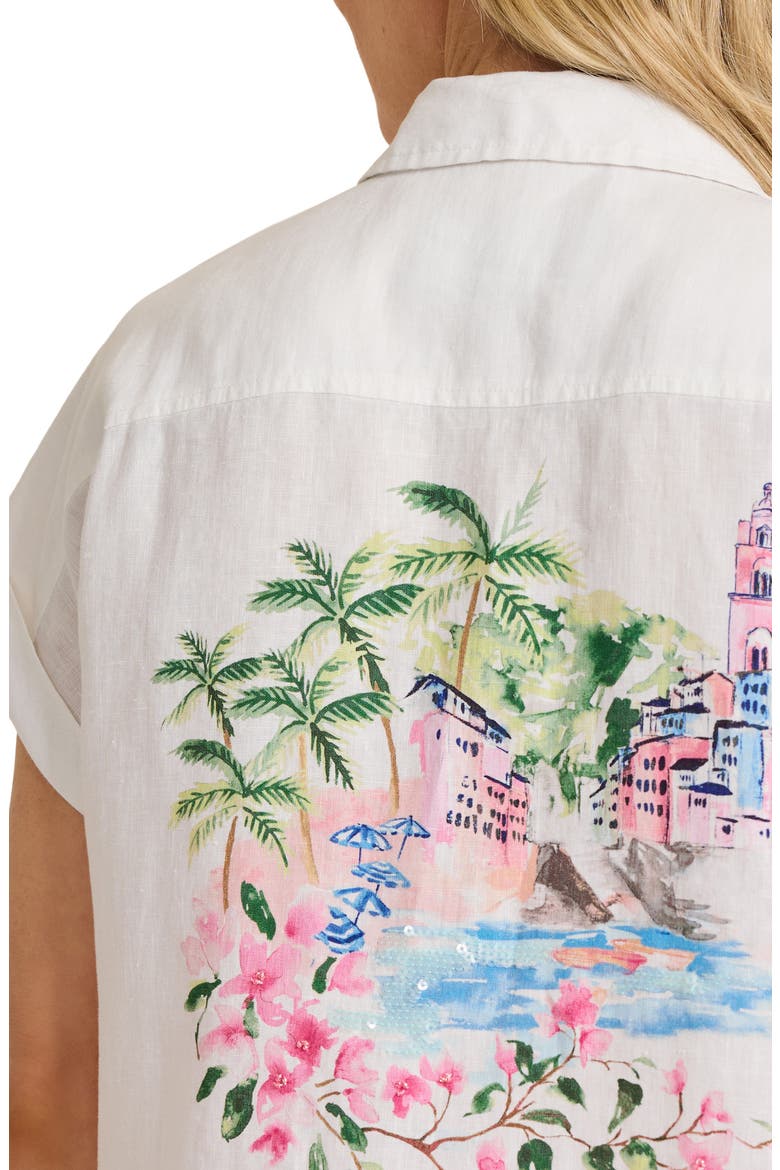 Paradise Shore Linen Button-Up Shirt, Alternate, color, WHITE