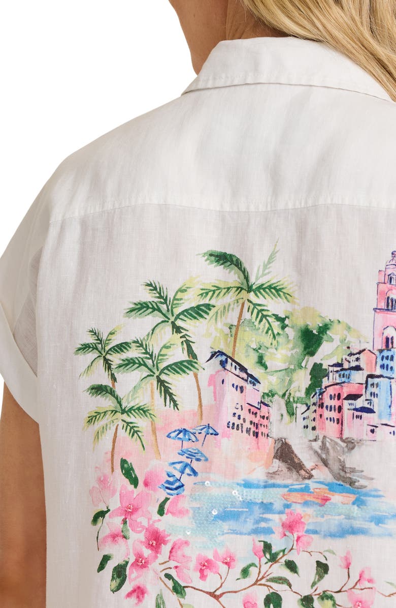 Tommy Bahama Paradise Shore Linen Button-Up Shirt, Alternate, color, White