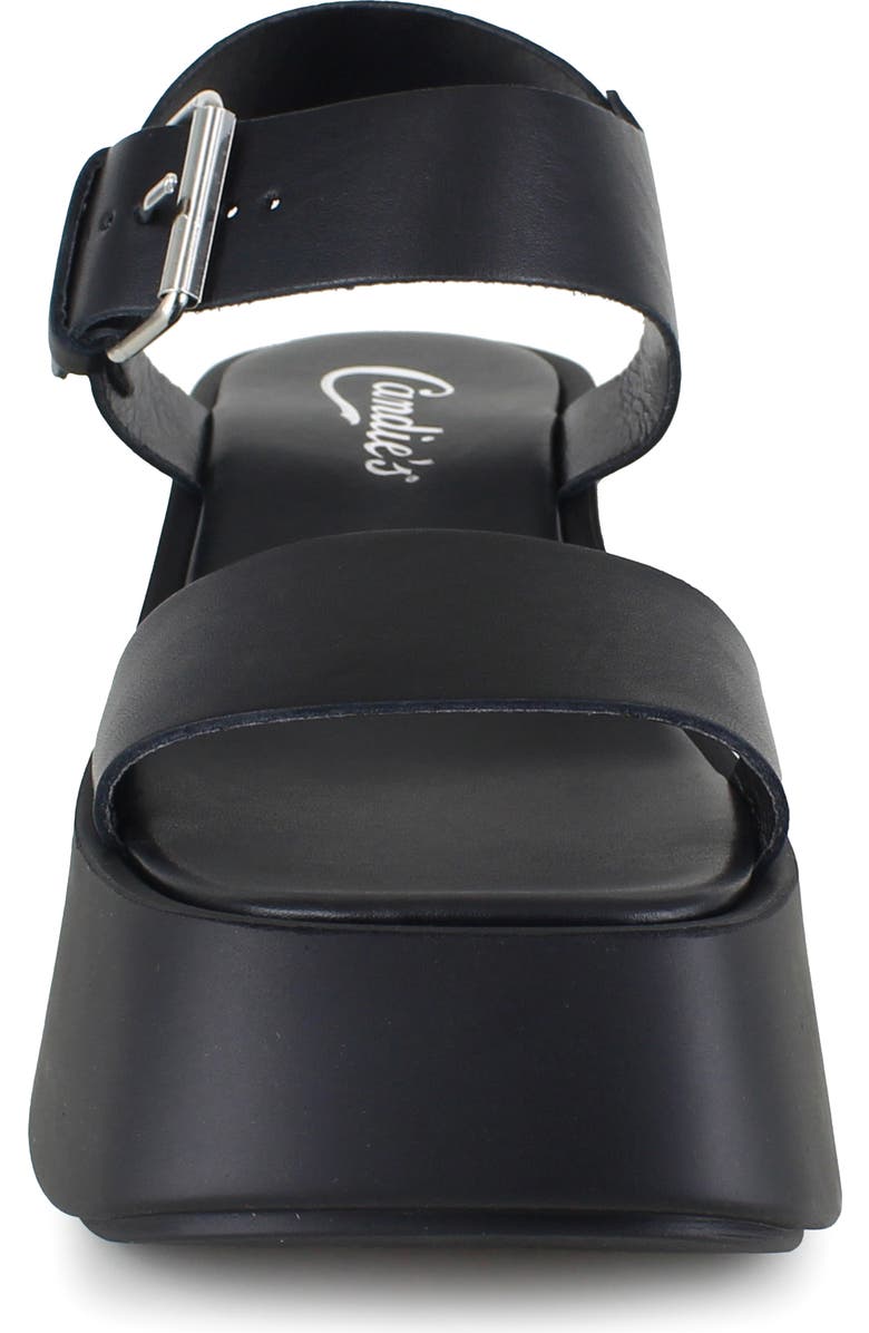 Candie's Leni Ankle Strap Platform Sandal, Alternate, color, Black Leather