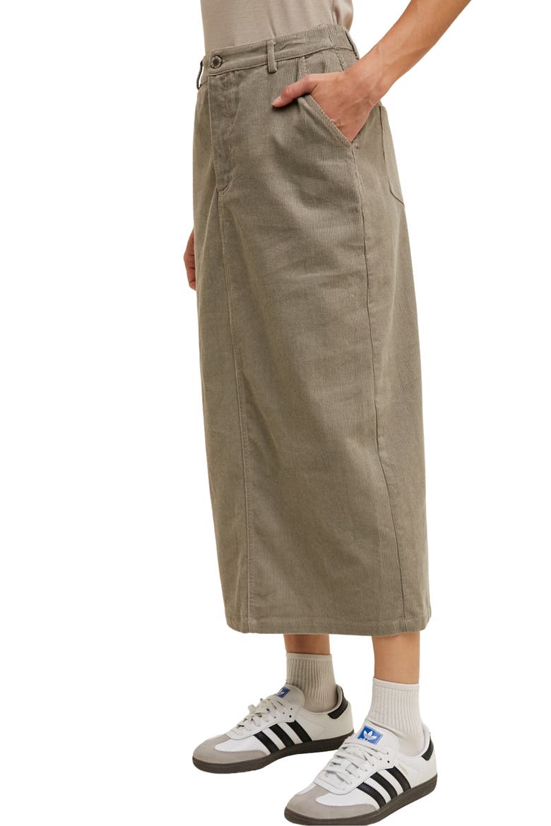 Corduroy Midi Skirt, Alternate, color, STONE