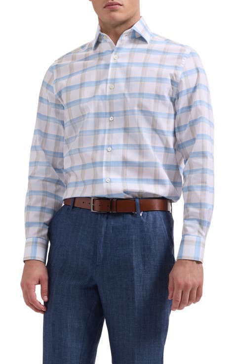 Alvin Trim Fit Plais Cotton Button-Up Shirt