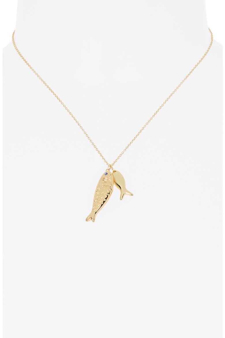 Small Fish Pendant Necklace, Alternate, color, CLEAR- GOLD