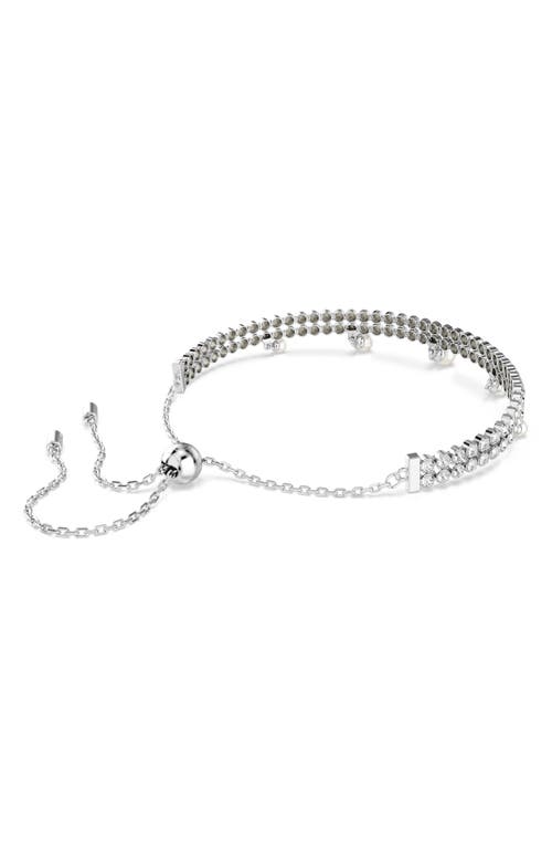 Swarovski Ariana Grande Imitation Pearl & Crystal Dangle Slider Bracelet In White