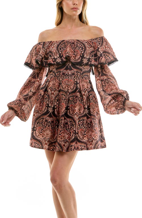 Socialite Ruffle Off The Shoulder Minidress In Multi