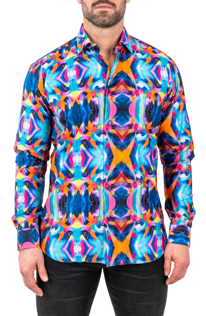 Maceoo Fibonacci Discomakeup Multi Contemporary Fit Button-Up Shirt, Main, color, 