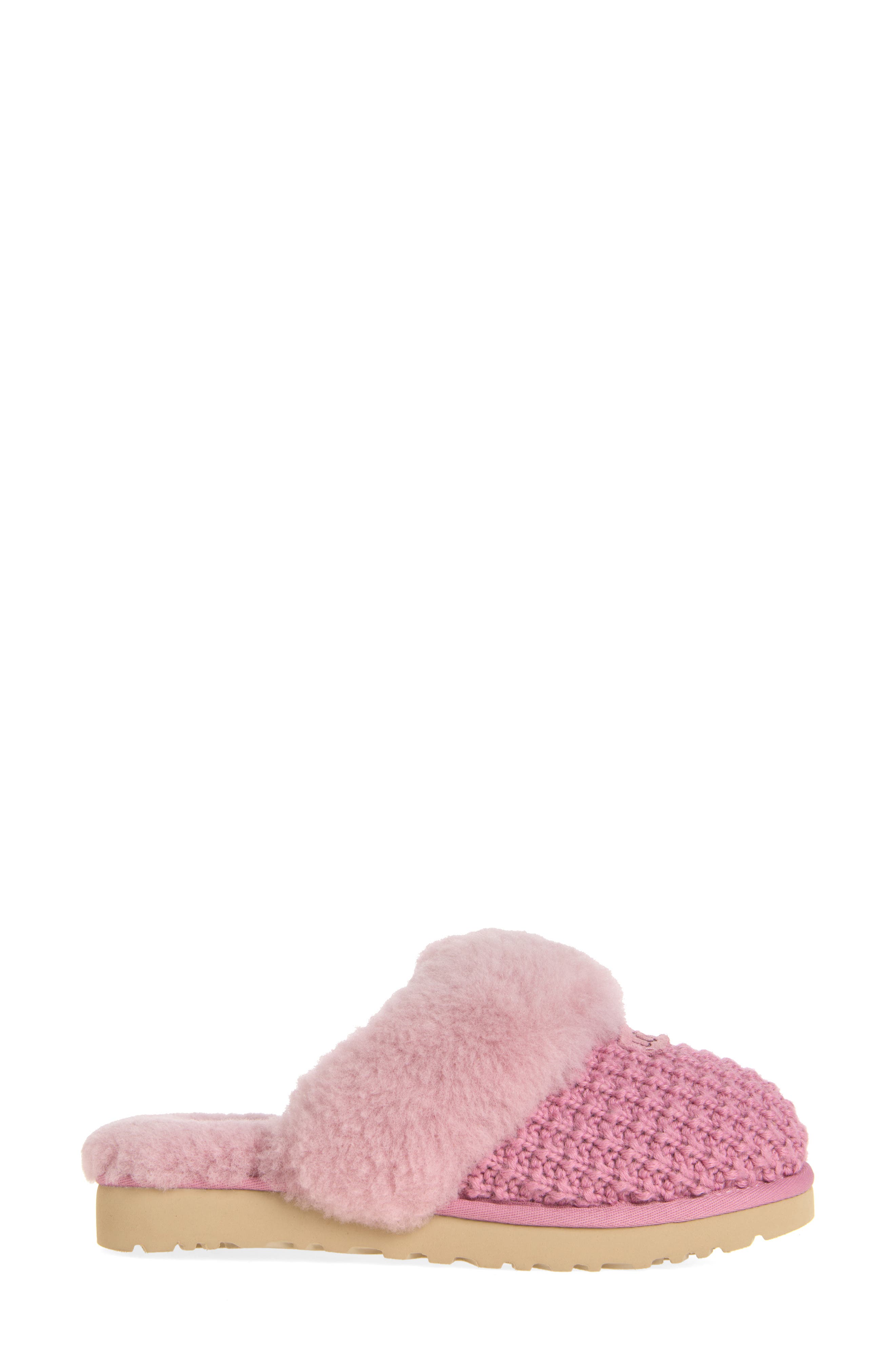 Cozy Knit Genuine Shearling Slipper, Alternate, color, DUSTY ORCHID