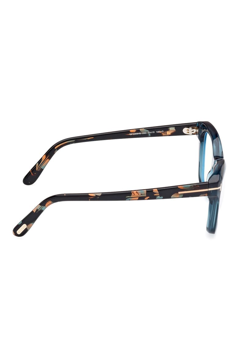 53mm Cat Eye Blue Light Blocking Optical Glasses, Alternate, color, AQUA / VINTAGE BLUE HAVANA