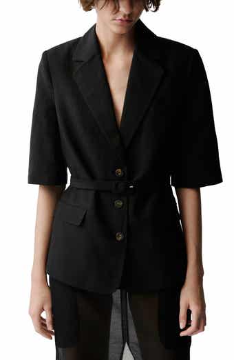 MANGO Argelia Short Sleeve Belted Blazer