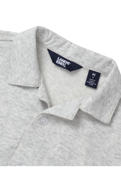 Lands' End Boys Terry Knit Button Down Shirt In Snow White Heather