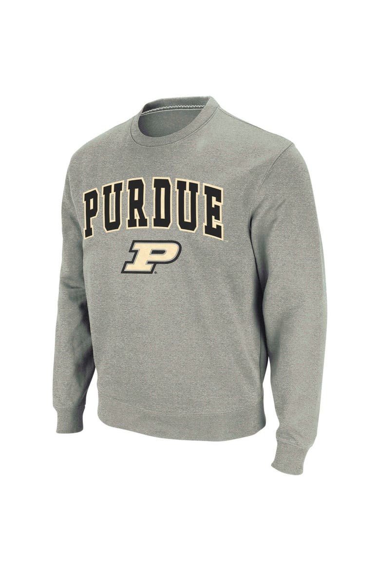 Men's Colosseum Heather Gray Purdue Boilermakers Arch & Logo Crew Neck Sweatshirt, Main, color, Heather Gray
