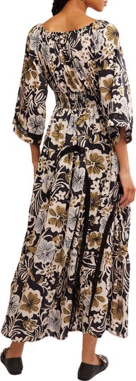 Printed Smocked Waist Maxi Dress