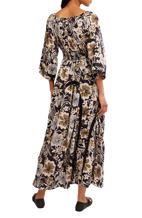 Free People Bodhi Floral Printed Maxi Dress In Dark Floral Combo In Black Combo