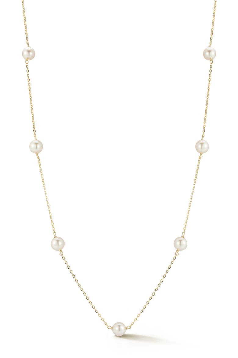 6mm Pearl Station Chain Necklace, Main, color, GOLD