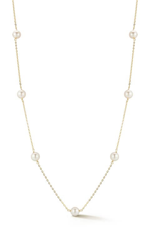 6mm Pearl Station Chain Necklace