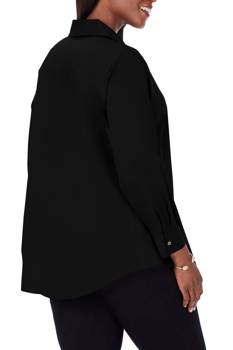 Cecilia Non-Iron Button-Up Tunic Shirt, Alternate, color, BLACK