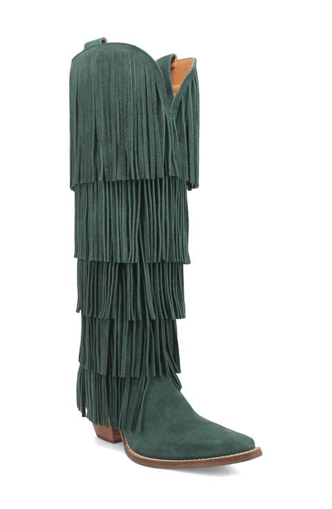 Wild Child Fringe Knee High Western Boot (Women) (Narrow Calf)