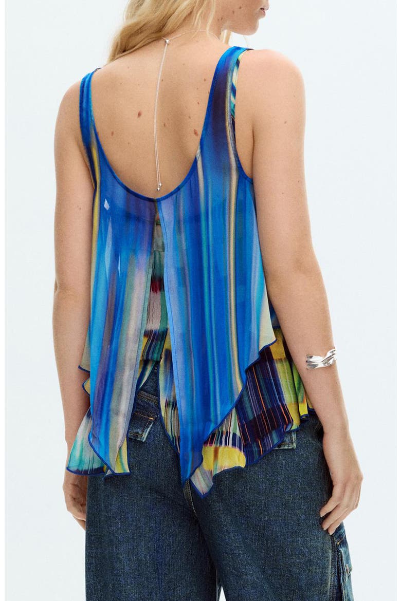 Print Sleeveless Chiffon Top, Alternate, color, BLUE