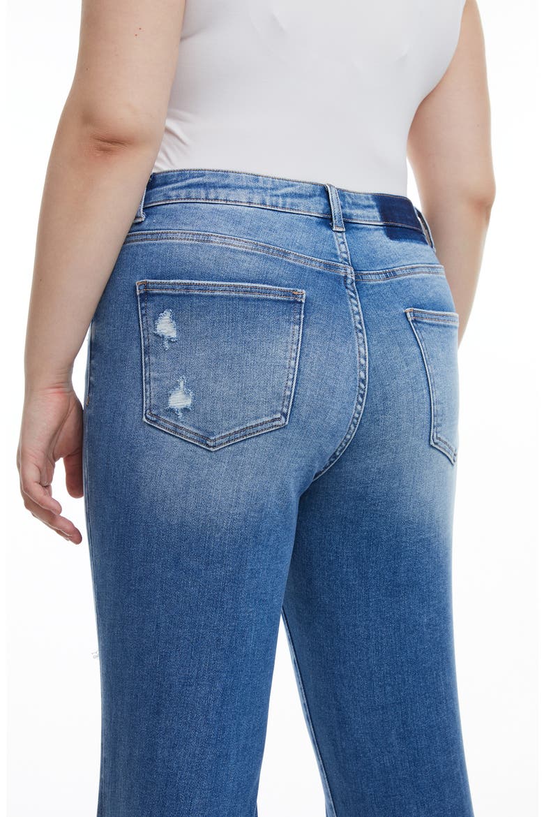 Distressed High Waist Slim Straight Jeans, Alternate, color, MEDIUM BLUE