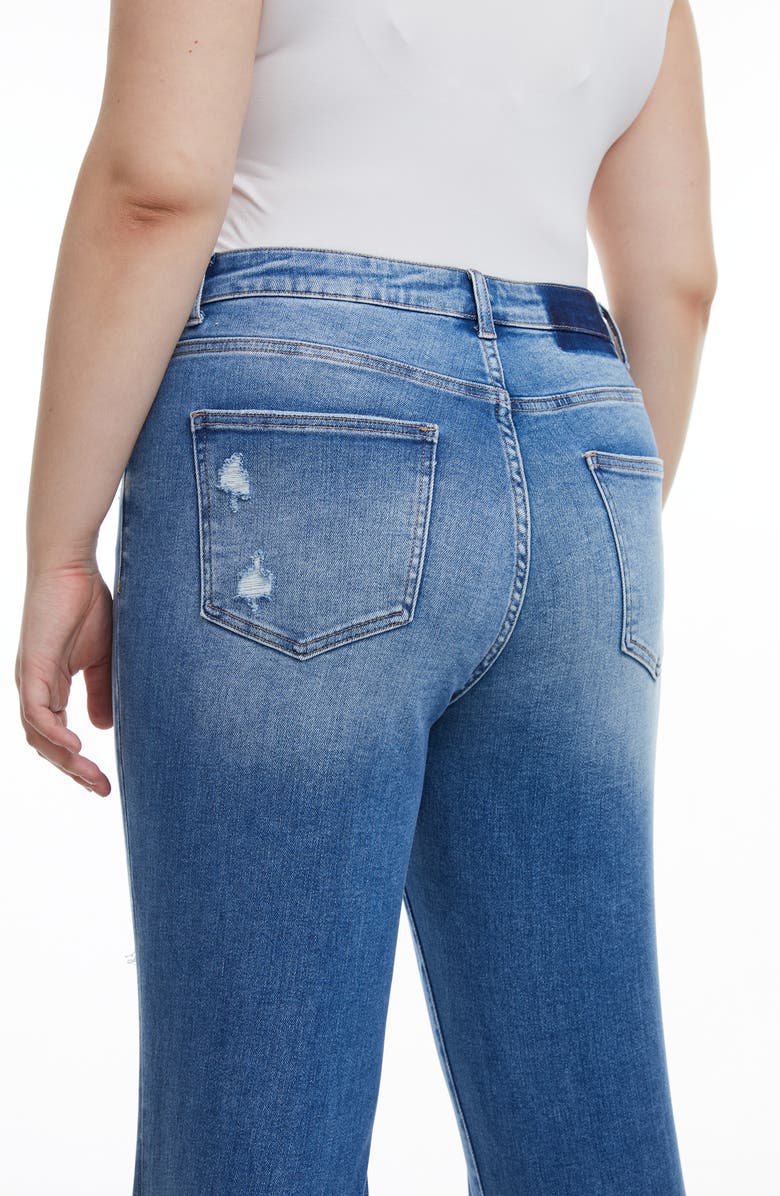 Bayeas Distressed High Waist Slim Straight Jeans, Alternate, color, Medium Blue