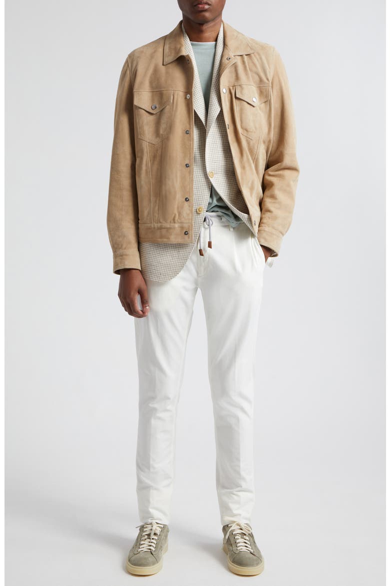 Suede Trucker Jacket, Alternate, color, CAMEL