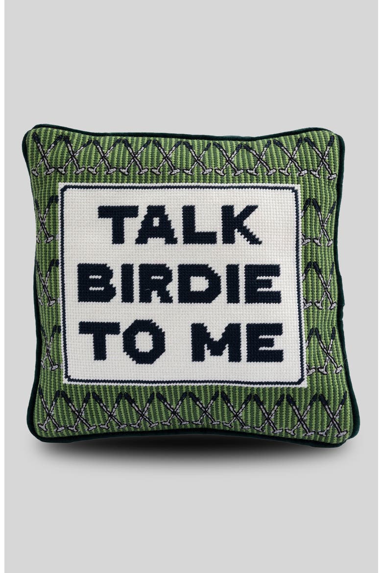 Talk Birdie To Me Needlepoint Pillow, Main, color, Talk Birdie To Me