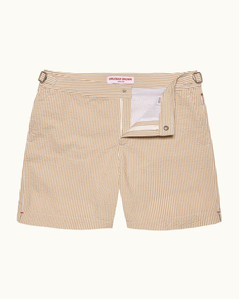 Bulldog Seersucker Mid-Length Classic Fit Swim Shorts