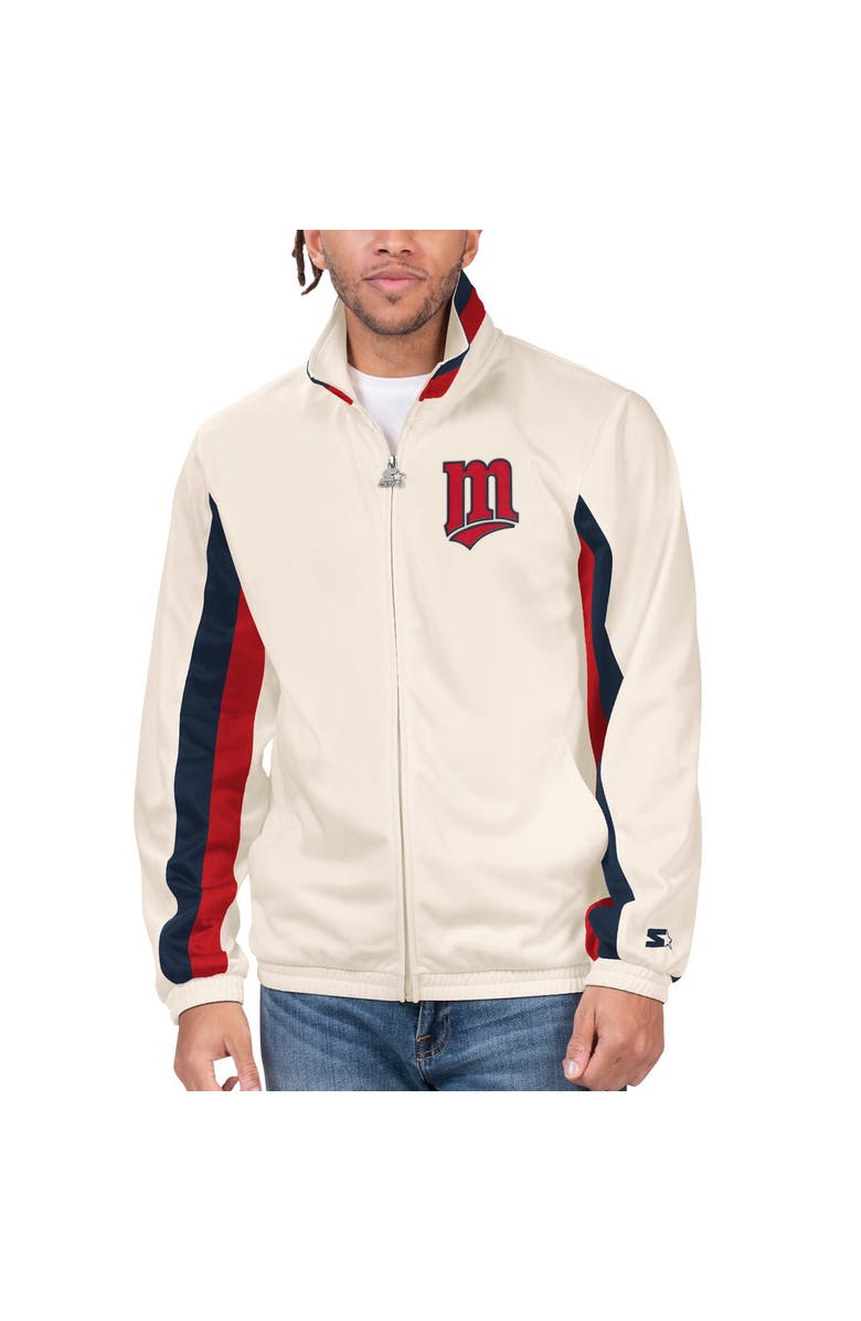 STARTER Men's Starter Cream Minnesota Twins Rebound Cooperstown Collection Full-Zip Track Jacket, Alternate, color, Cream