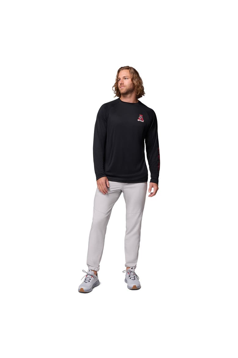 Men's Columbia Black Alabama Crimson Tide Terminal Tackle Omni-Shade Raglan Long Sleeve T-Shirt, Alternate, color, Black