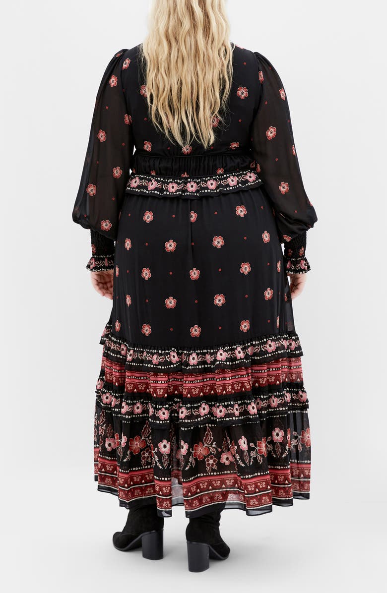 City Chic Cameron Long Sleeve Maxi Dress, Alternate, color, Border Print