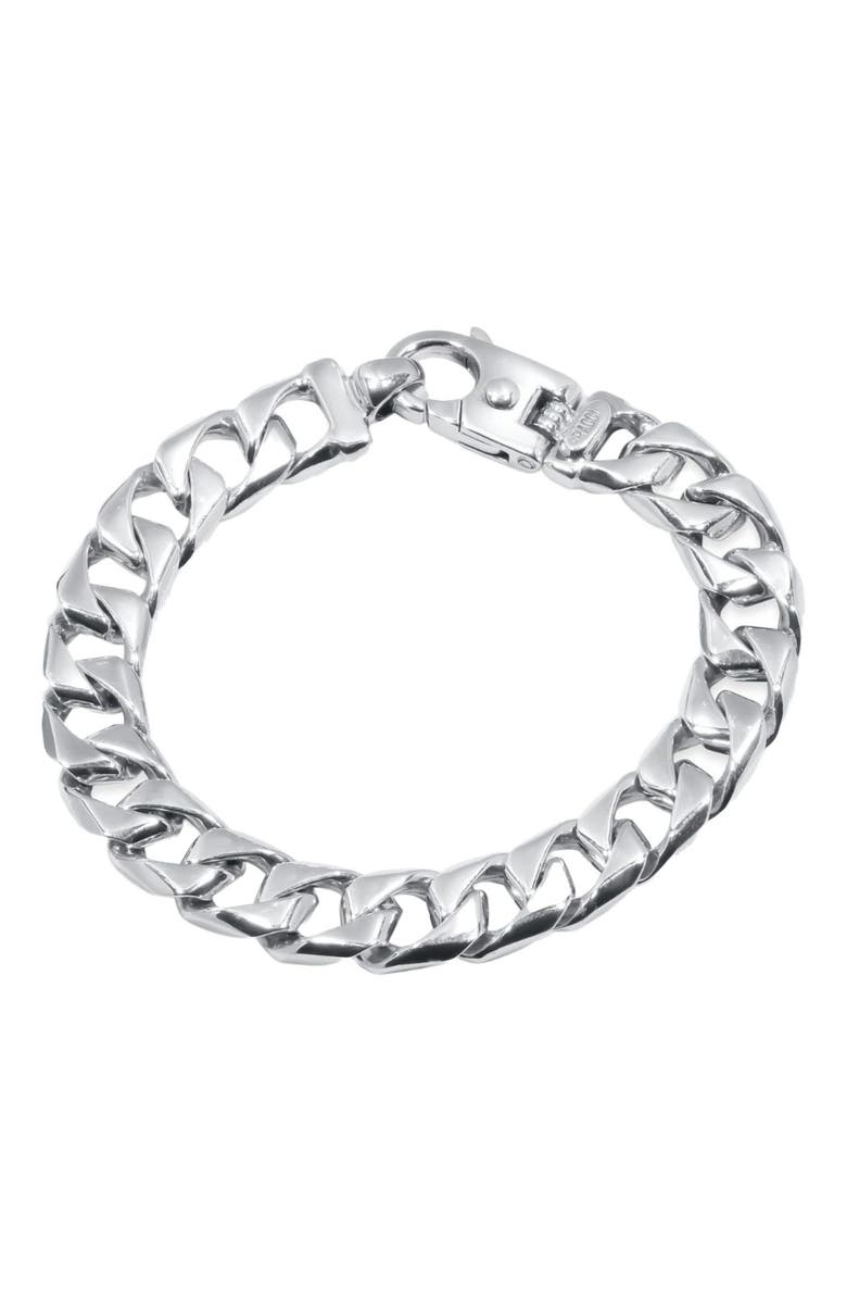 Bliss Diamond Solid 107.8 gram Platinum 11.5mm Heavy Franco Link Lobster Clasp Bracelet 8.5", Main, color, 