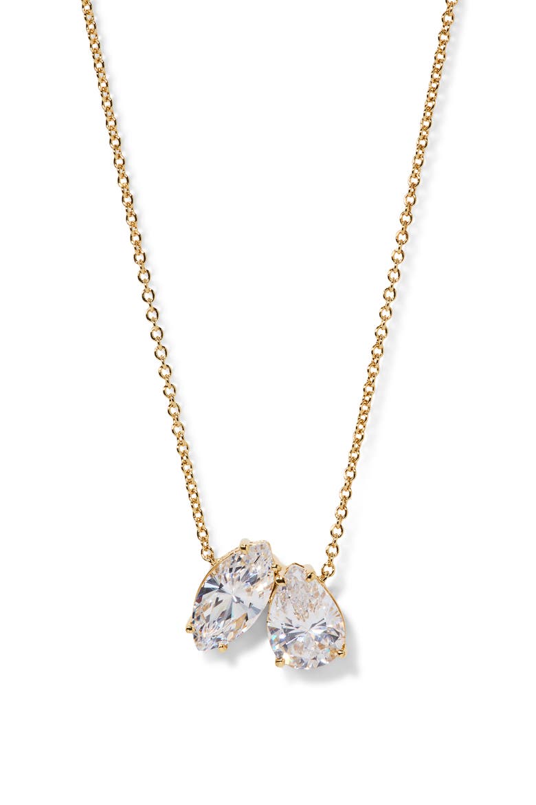 Everleigh Cubic Zirconia Pendant Necklace, Main, color, GOLD