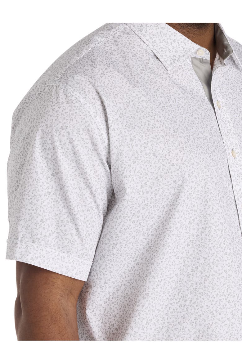 Big & Tall Micro Floral Sport Shirt, Alternate, color, WHITE GREY